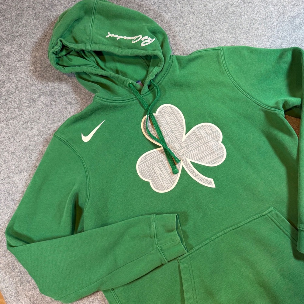Nike NBA Boston Celtics Hoodie Mens Large Green Wood Grain City Edition